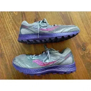 Saucony Gray/Purple Cohesion Lace Up Running Shoe,sz 9